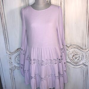 Here Comes The Sun Lovely Lavender Puff Ballon Sleeves Tiered Babydoll Dress S/M